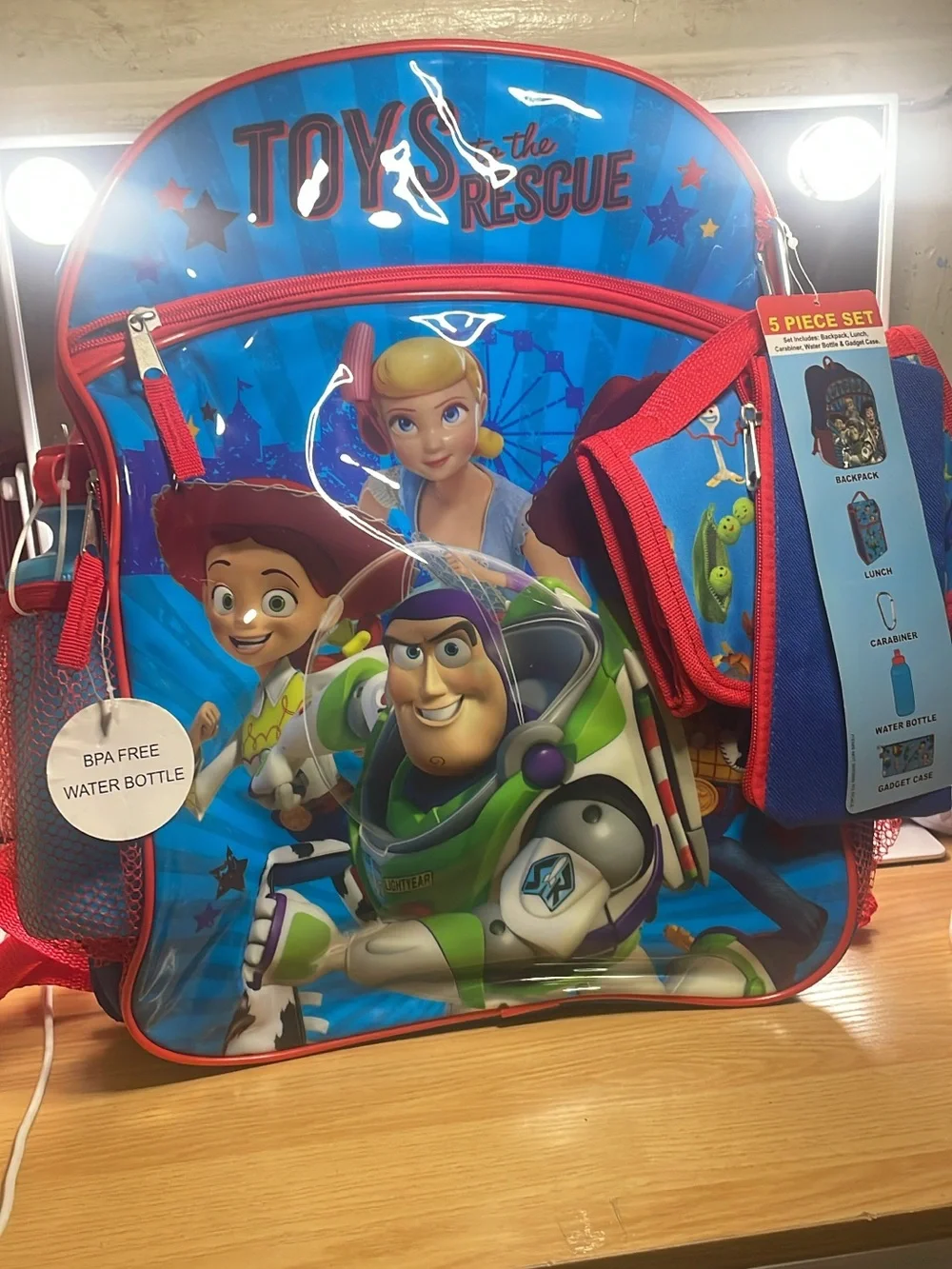 5pc Disney Toy Story Blue and Red Kids Backpack Set with Buzz Lightyear